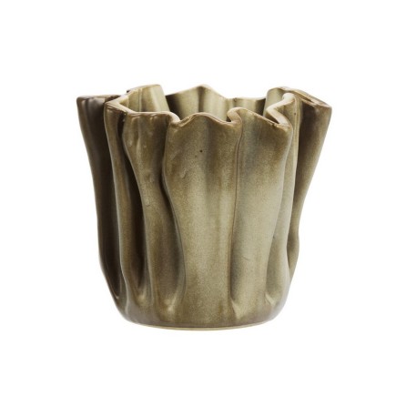 Cache pot decoratif gres plisse texture Madam Stoltz