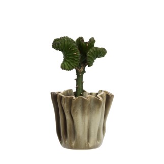 Cache pot decoratif gres plisse texture Madam Stoltz