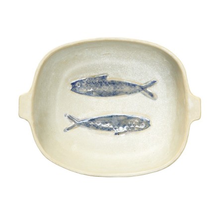 Plat au four motif poissons gres Madam Stoltz
