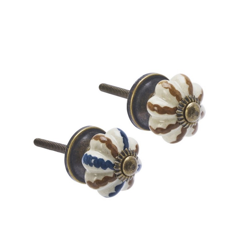 Boutons de meuble ceramique peinte fleurs Madam Stoltz set de 2