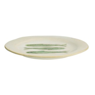 Assiette plate gres motif poissons couleur Madam Stoltz
