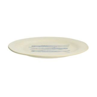 Assiette plate gres motif poissons couleur Madam Stoltz