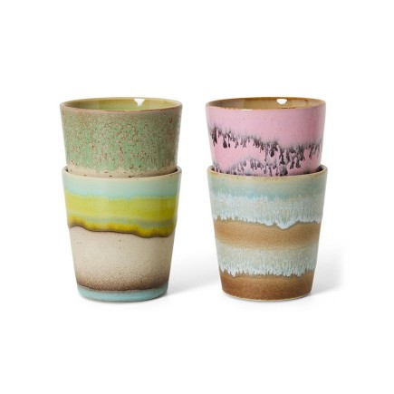 Tasses gobelets a cafe gres couleur HK living Pop Art set de 4