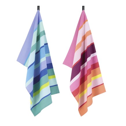 Torchons de cuisine colores rayes Remember set de 2