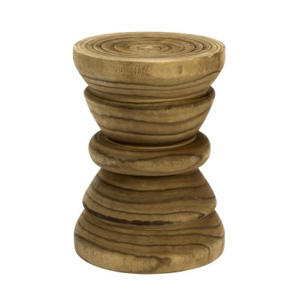 Tabouret rond bois sculpte rustique Madam Stoltz