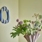 Petit miroir mural decoratif peint bleu rayures Bloomingville