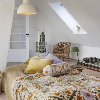 Housse de coussin a grands carreaux coton vert Madam Stoltz