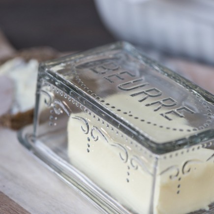 Vintage rustikale Butterdose aus Glas von IB Laursen
