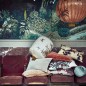 hk living coussin reversible fleurs motif japonais geometrique