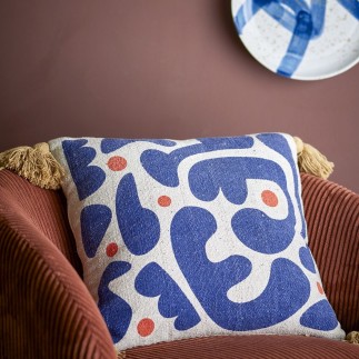 Coussin coton recyclé motif abstrait Bloomingville EVIAYA