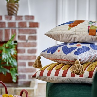 Coussin coton recycle motif design abstrait Bloomingville Eviaya
