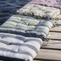 Galette de chaise carree coton bleu rayures Madam Stoltz