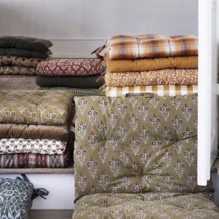 Coussin de chaise coton imprimé à carreaux Madam Stoltz