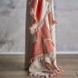 plaid coton recycle franges orange bloomingville caya