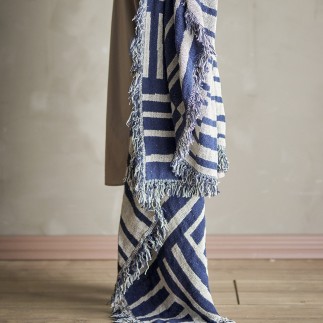 plaid bleu marine cooton recycle bloomingville frankie