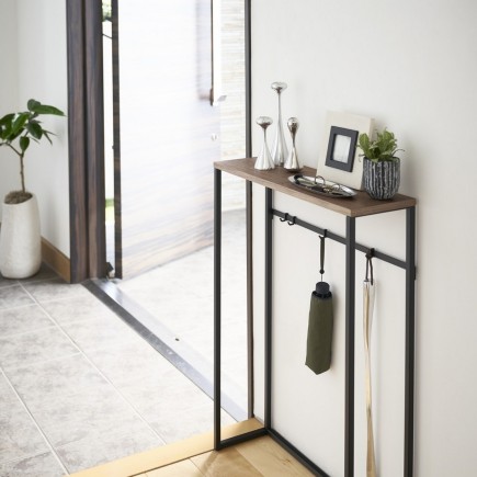 Table console étroite design acier bois Yamazaki TOWER