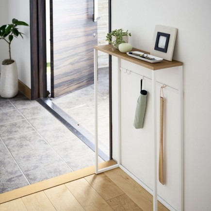 Table console ultra fine métal bois Yamazaki TOWER