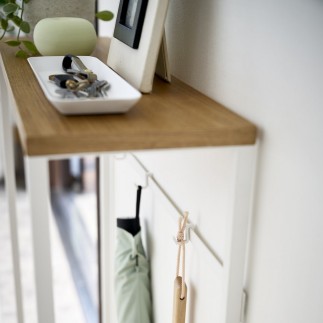 table console utra fine metal blanc bois yamazaki tower