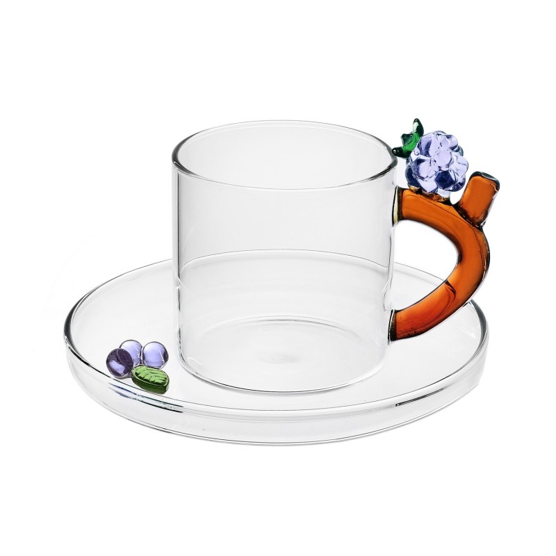Tasse a cafe verre soucoupe fruits myrtille Ichendorf Milano Fruits and Flowers