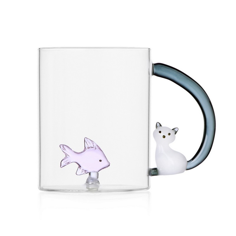 Tasse a the verre design chat poisson Ichendorf Milano Tabby Cat