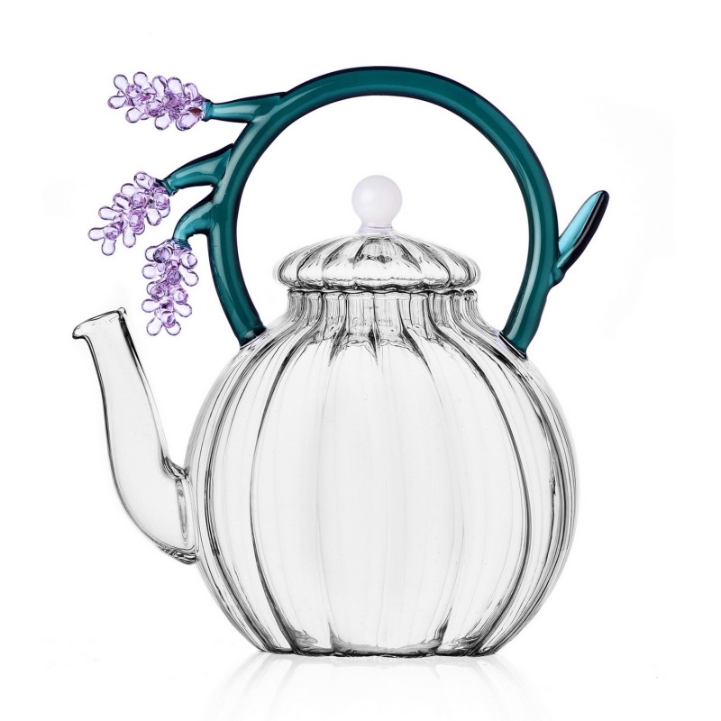 Theiere artistique en verre sculpture lavande Ichendorf Milano Lavender