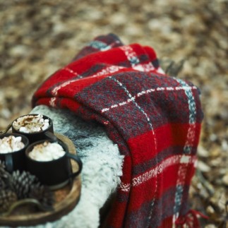 Plaid laine carreaux tartan franges Klippan