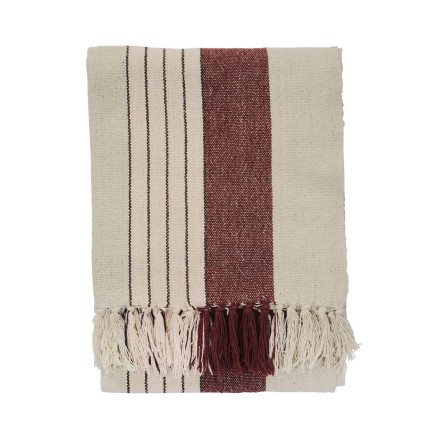 Plaid coton recycle rayures franges Madam Stoltz