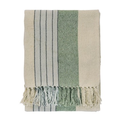 Plaid coton recycle rayures franges Madam Stoltz