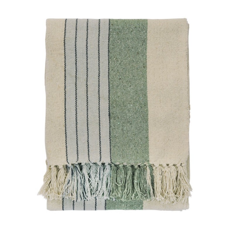 Plaid coton recycle rayures franges Madam Stoltz