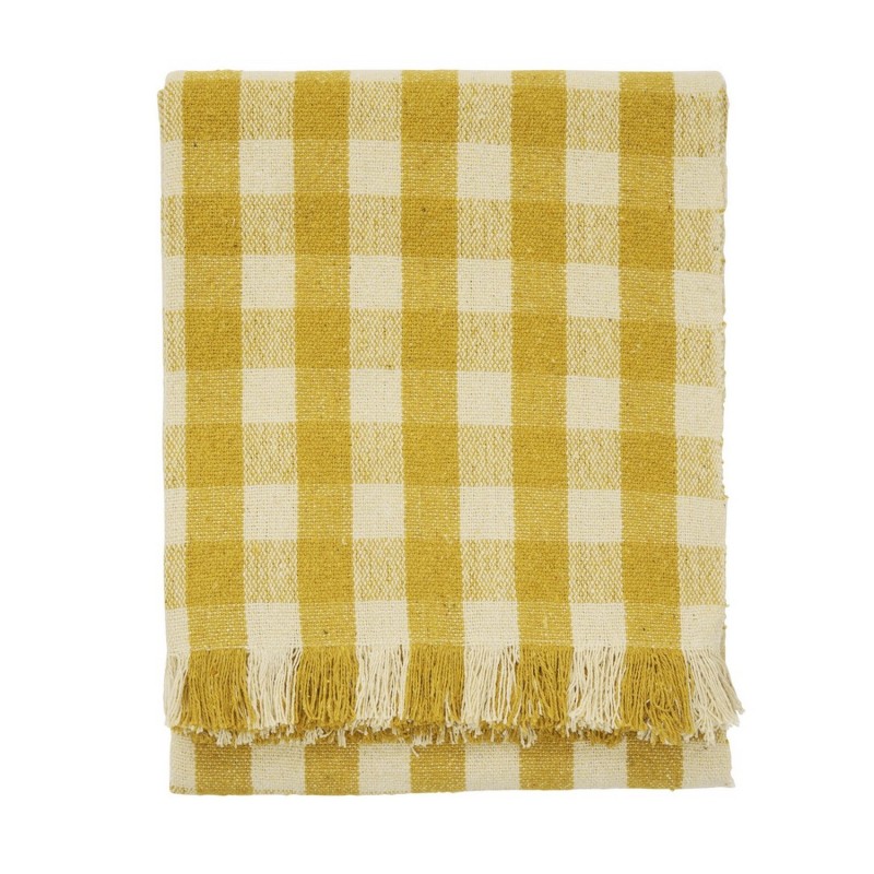 Plaid coton recycle petits carreaux franges couleur Madam Stoltz