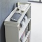 etagere bibliotheque basse a roulettes acier blanc yamazaki tower