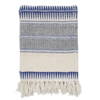 Plaid coton recycle motif tisse couleur franges Madam Stoltz