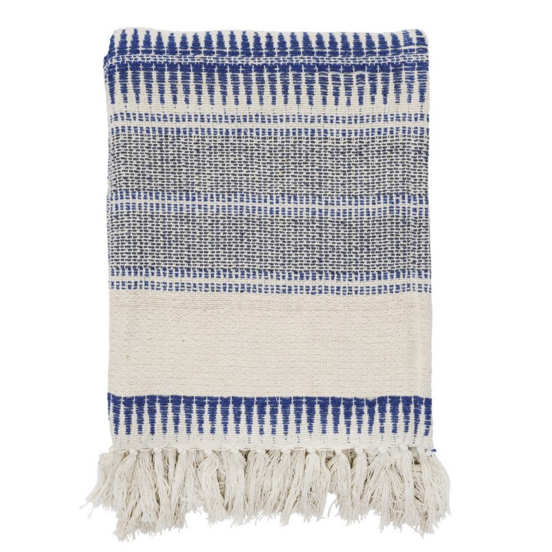 Plaid coton recycle motif tisse couleur franges Madam Stoltz