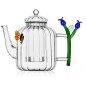 Theiere verre sculpte papillon fleurs Ichendorf Milano Botanica