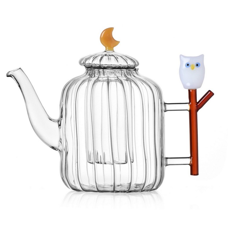 Theiere verre hibou sculpte Ichendorf Milano Anomal Farm