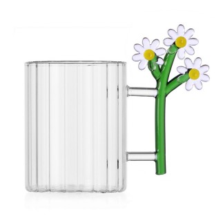 Tasse mug verre fleurs marguerites sculptees Ichendorf Milano Botanica