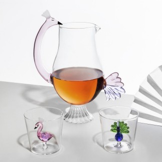 Carafe sculpture verre flamand rose Ichendorf Milano Animal Farm Flamingo