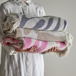 plaid chic marron coton recycle franges cozy bloomingville alk