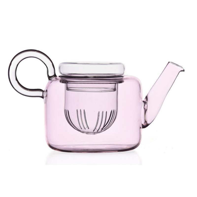 Theiere design verre rose borosilicate Ichendorf Milano Piuma Low