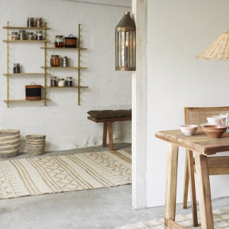 Etagère murale modulable laiton bois manguier Madam Stoltz