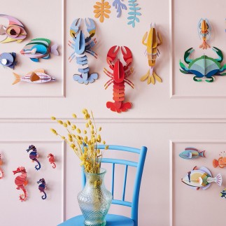homard orange decoratif mural en carton studio roof