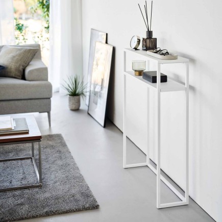 Console d entree design fine etroite metal acier Yamazaki Tower
