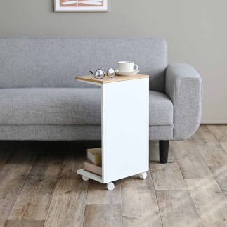 Table de chevet d appoint design metal acier bois Yamazaki Tower