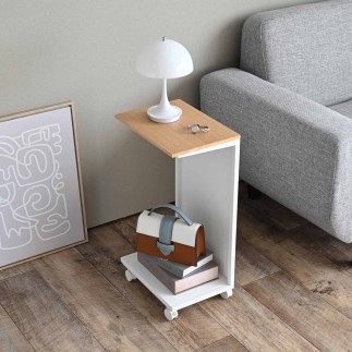 Table de chevet d appoint design metal acier bois Yamazaki Tower