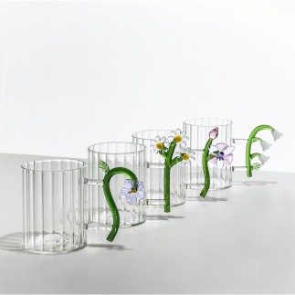 Tasse mug verre anse fleurs sculptees Ichendorf Milano Botanica