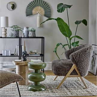 Table basse d appoint ronde design organique vert metal Bloomingville Alba