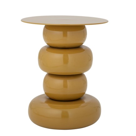 Petite table basse ronde sculpturale metal jaune Bloomingville Olonne
