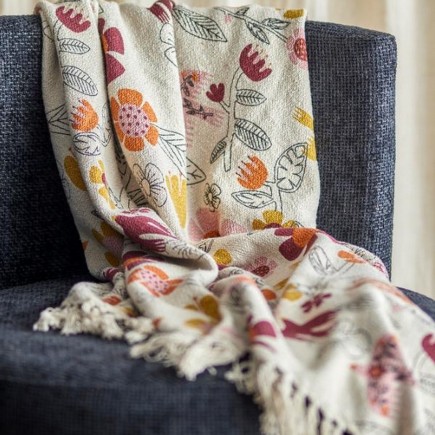 Plaid recycle coton floral Bloomingville VIVIELLE