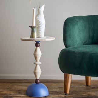 Table d appoint ronde bois naturel metal Bloomingville Mannelli