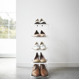 etagere a chaussures verticale compacte acier blanc yamazaki